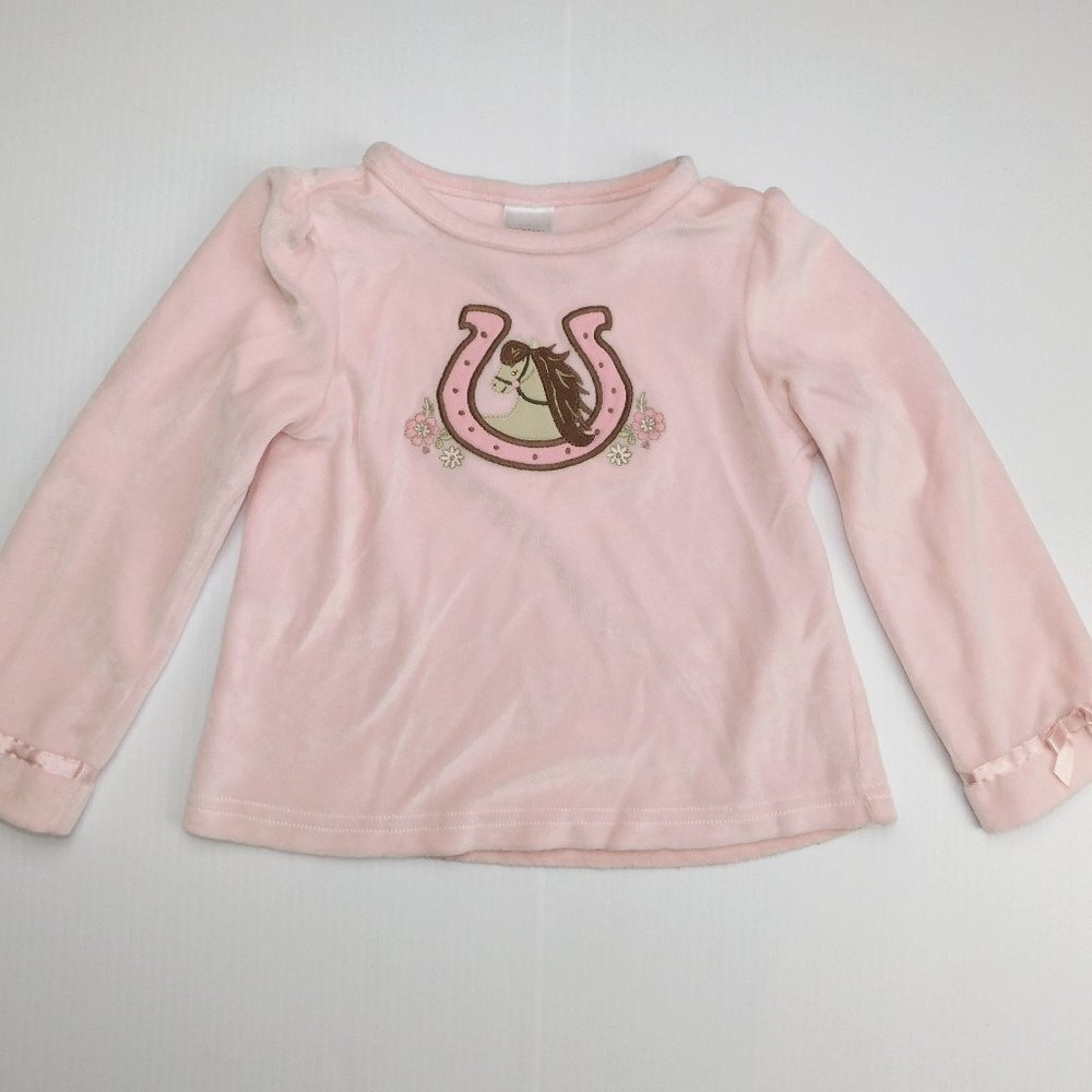 Gymboree Pink Velour Horse Horseshoe long sleeve Shirt Toddler Girls 5T